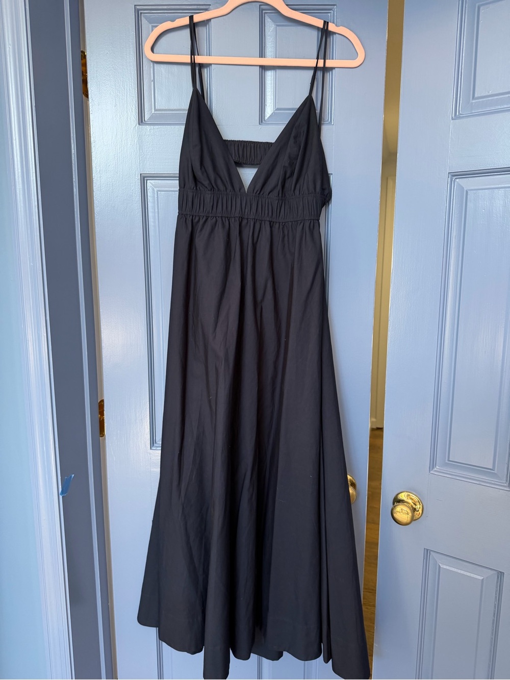 Aritzia Babaton Encourage Poplin Maxi Dress Navy Blue Size L - Picture 2 of 8